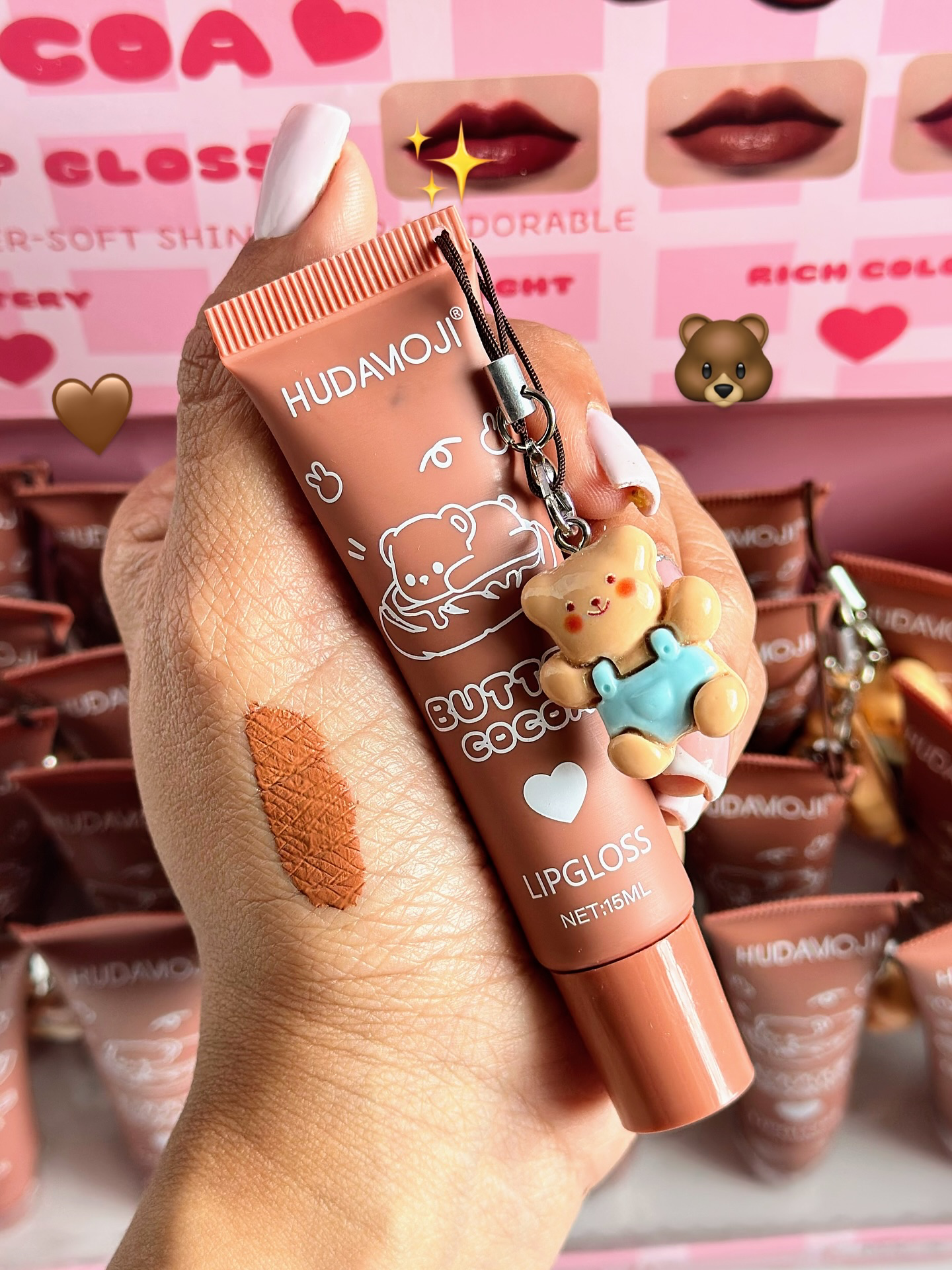 HUDAMOJI Butter Cocoa Lip Gloss – Soft Shine, Moisturizing & Lightweight
