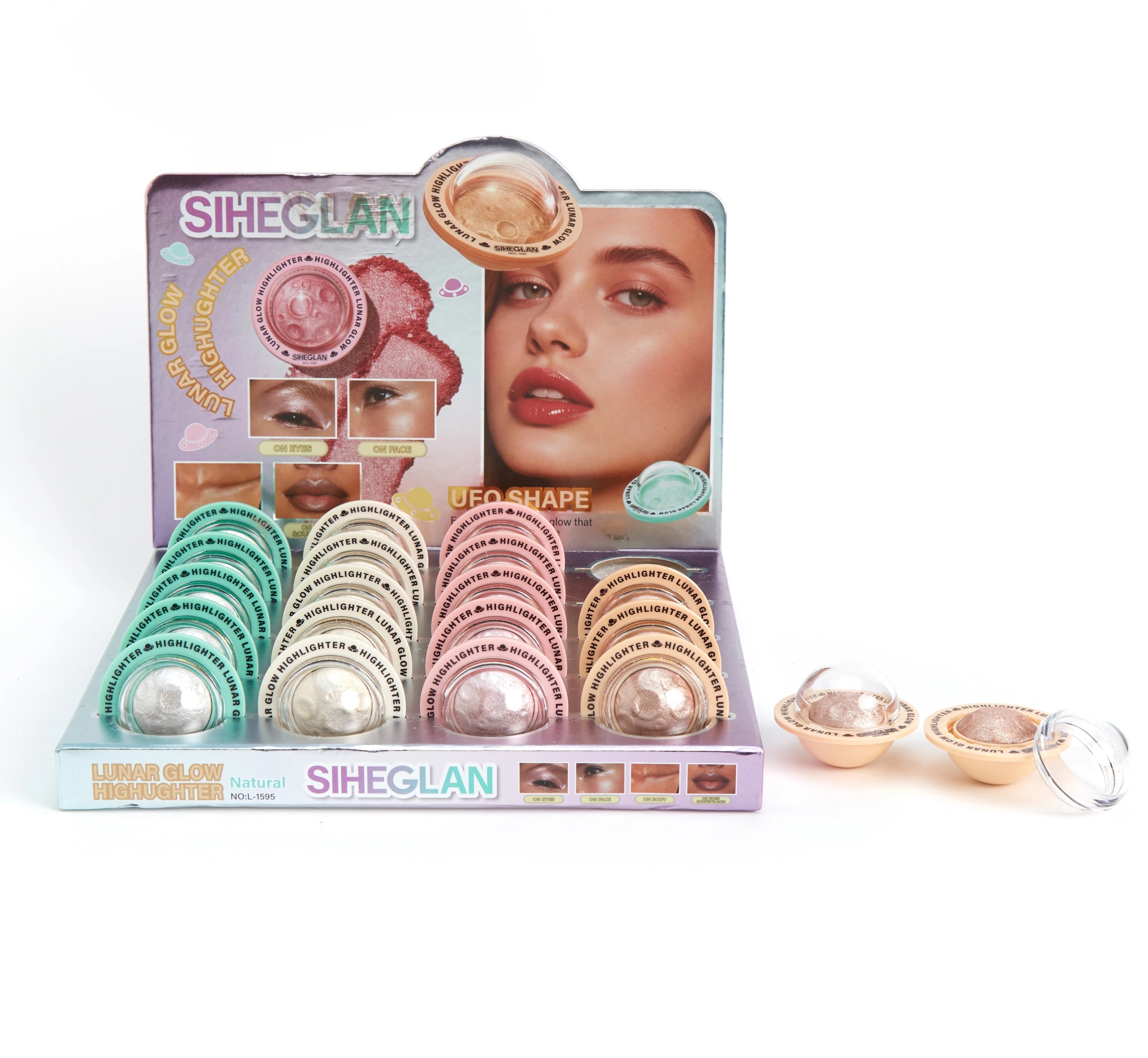 SIHEGLAN Lunar Glow Highlighter – Natural Radiant Finish | UFO Shape Shimmer